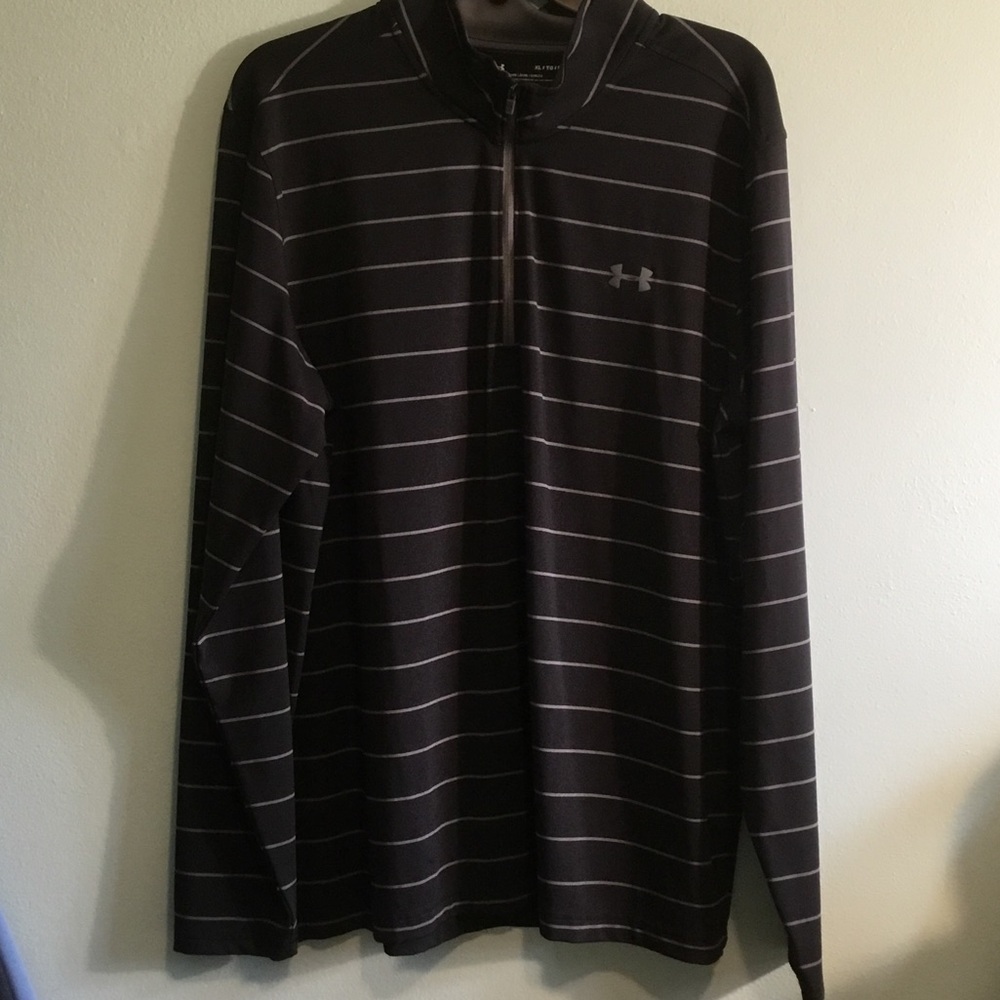 Under Armour Men's Black Striped Quarter-Zip Pullover